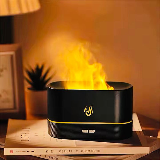 Flame Aroma Diffuser - Real Flame Effect, 8 Light Colors, Auto Power Off, USB-C, Night Light & Humidifier