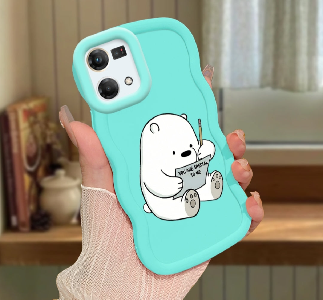 White Bear Writing Macaron Bright Color Wavy Shape Soft Mobile Cover