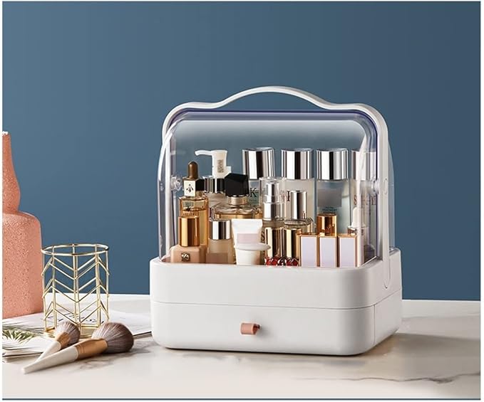 Acrylic Double Door Cosmetic Organizer with Drawers