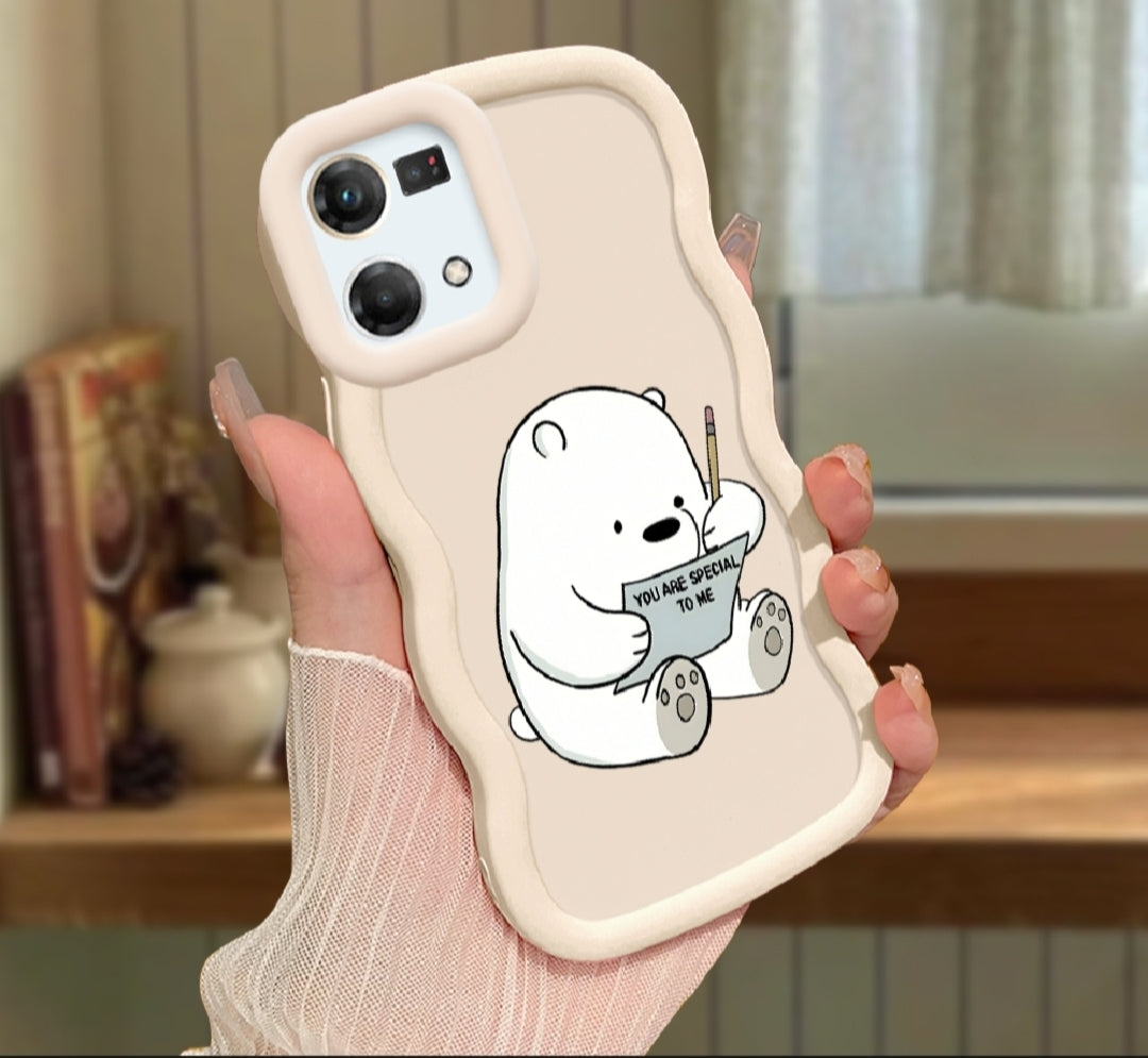 White Bear Writing Macaron Bright Color Wavy Shape Soft Mobile Cover